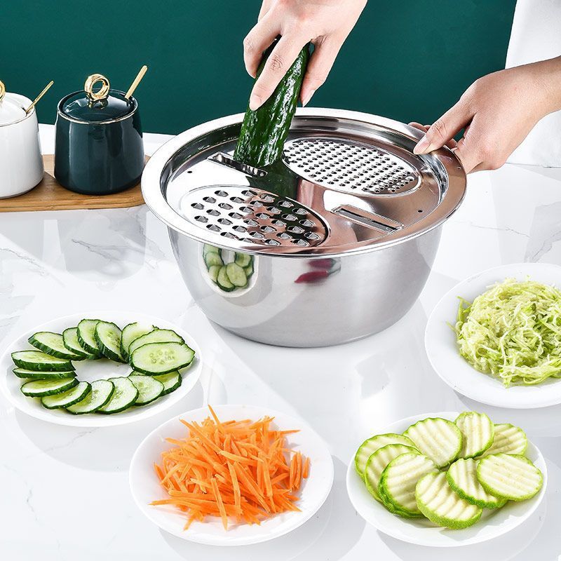 2026 cuenca de verduras cesto de drenaje cuenca de acero inoxidable cuenca de sopa de grado alimenticio cuenca de cocina doméstica y cuenca especial de botella de lavado facial