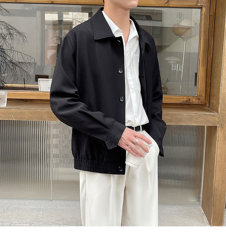 Men's Casual Workwear Blazer, Mature Style Turn-down Collar Jacket_voghion.com