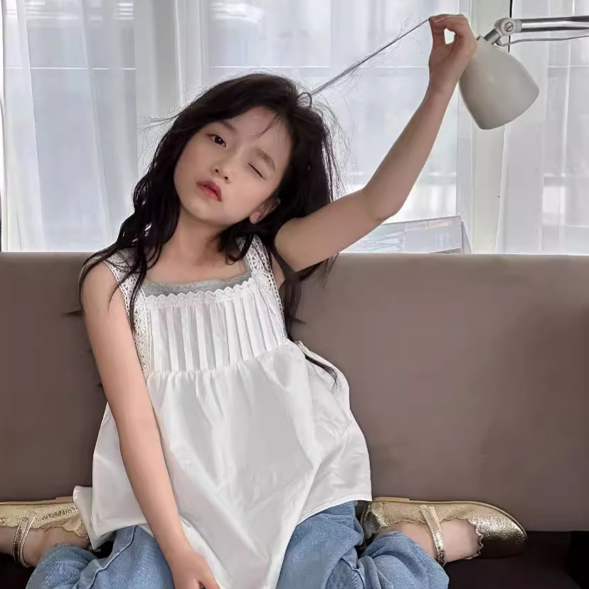 Tckids Summer Style Girls' White Lace Camisole