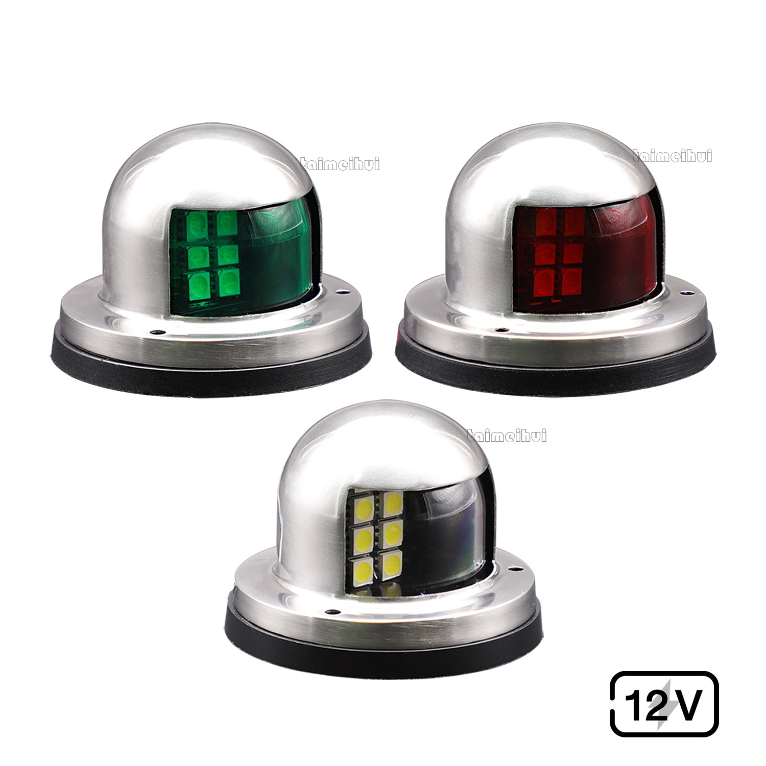 Cross-Border Export Led Navigation Light 12V Car Yacht Stainless Steel Marine Red and Green Signal Light Left and Right Outboard Light Indication