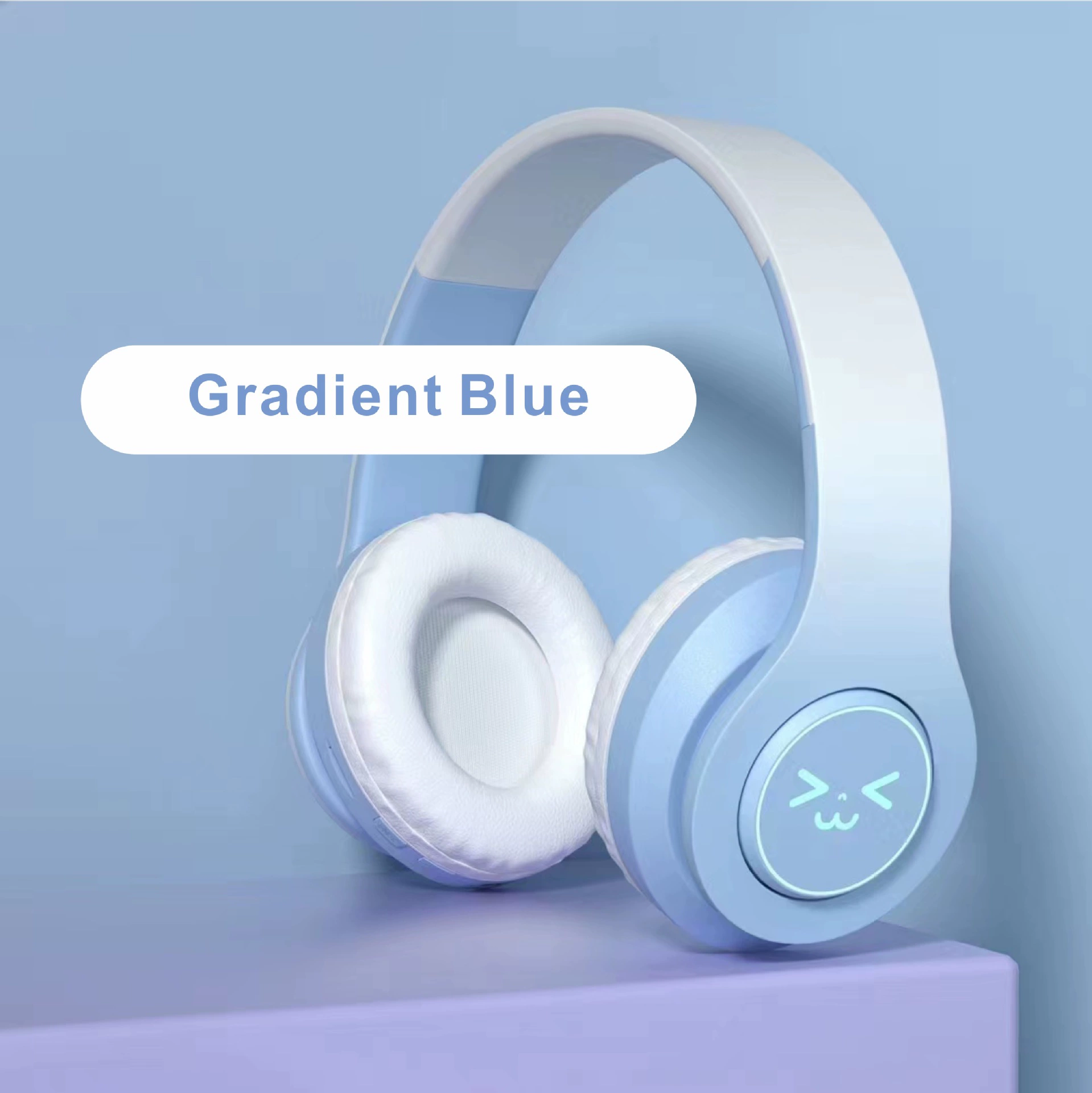 Bluetooth headphones, gradient LED, head‑worn/neckband, TWS and wired support