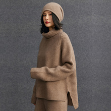 590克~宽松慵懒风山羊绒衫女加厚毛衣2025秋冬新高领软糯针织上衣