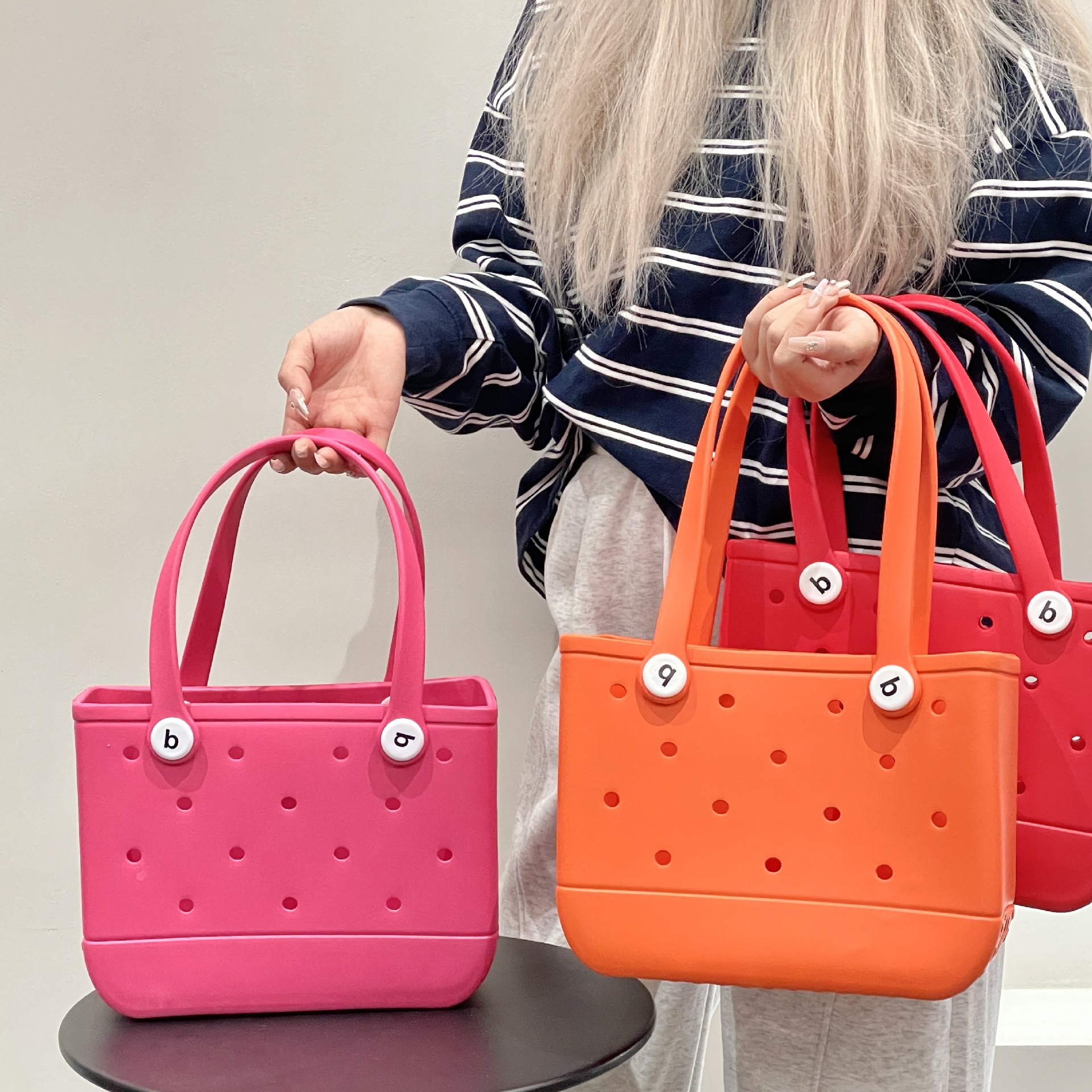 840g Weight Open Closure Type Double Handle Strap Type Tote Bag Bags Type Casual Occasion EVA Material Solid Color Pattern Spring&Summer Season Women's Gender Streetwear Style Square Shape Medium Size Women's Medium EVA Solid Color Streetwear Square Open Tote Bag 4