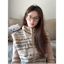 高级感立领费尔岛羊羔毛马甲背心女冬季新款时尚宽松显瘦叠穿外套