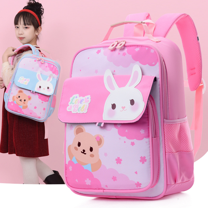 Mochila escolar de primer y segundo grado, transpirable de gran capacidad, mochila para niños pequeños, dibujos animados lindos, reducción de carga, mochila para niñas de escuela primaria