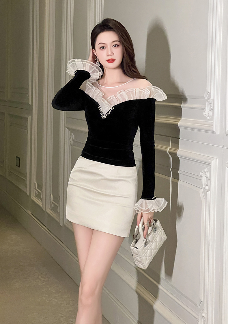 Váy ngắn chữ A cạp cao ôm body trắng thanh lịch — Màu trắng chi tiết 8