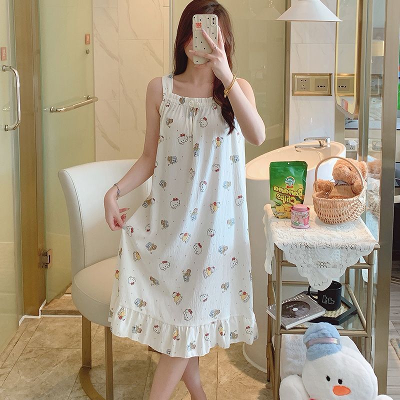 Camisón transfronterizo mujer verano nuevo estilo nube algodón tirantes sin mangas chaleco estilo princesa estudiante dulce y lindo servicio a domicilio