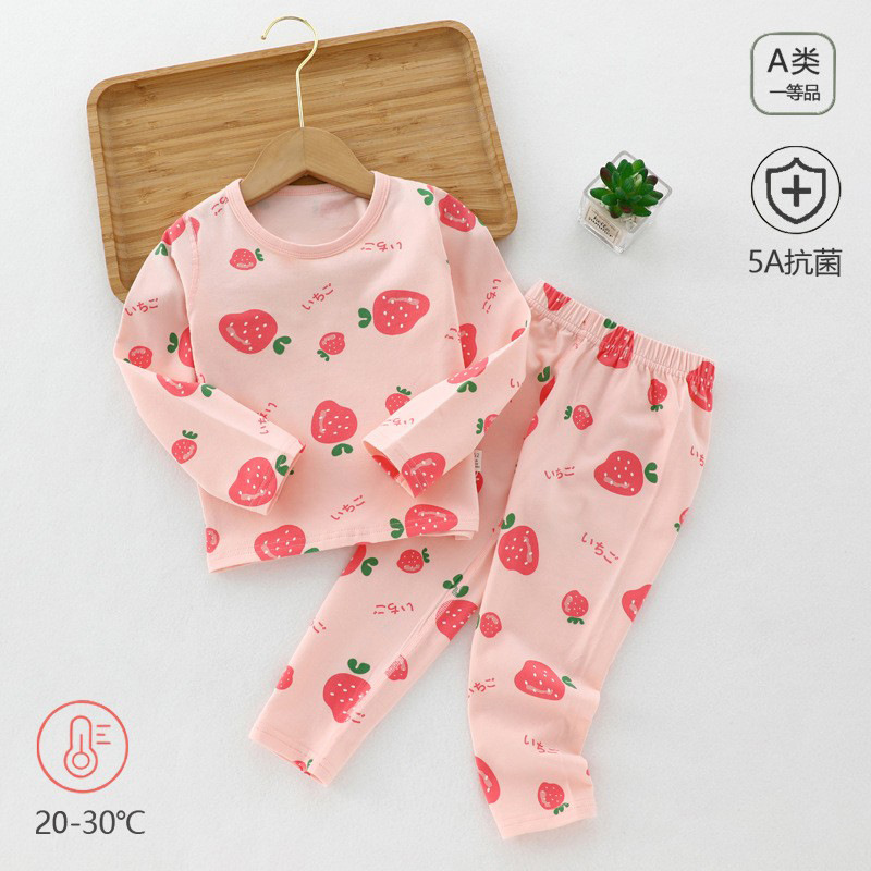 Lycra Underwear Spring and Autumn 95% Pure Cotton Seamless Children's Thermal Underwear Pajamas Homewear Set Antibacterial and Warm