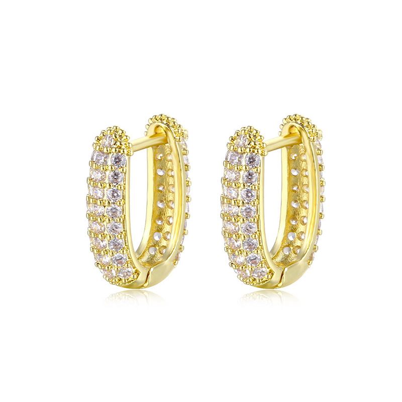 Mode Forme En U Le Cuivre Incruster Zircon Des Boucles D'oreilles 1 Paire display picture 1