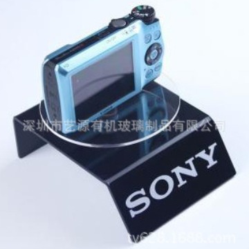 黑色亚克力商场数码相机展台 数码产品圆盘展示架 印LOGO 压克力