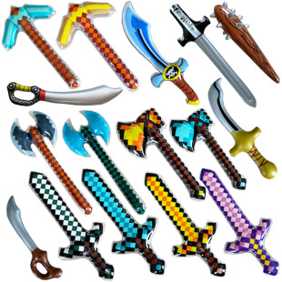 Cross-Border Inflatable Toys, Inflatable Model Weapons, Pvc Mosaic Pixel Weapons, Checkered Swords, Inflatable Axes