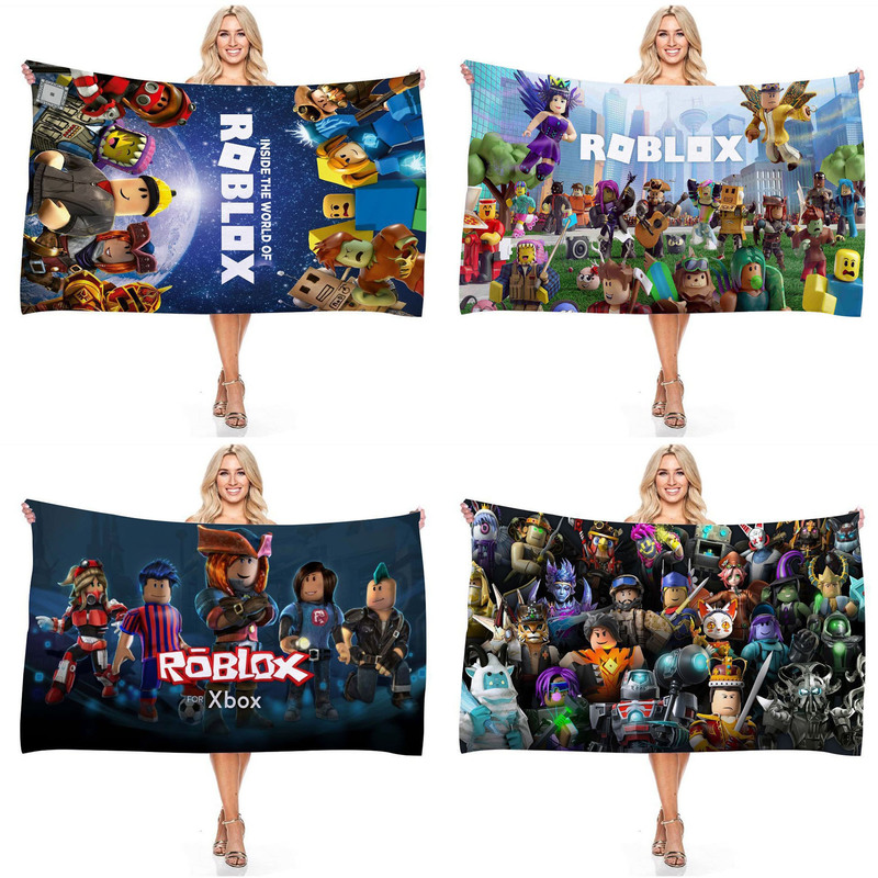 Roblox Virtual World Printed Beach Towel Cross-Border Hot-Selling Custom Outdoor Quick-Dry Bath Towel Soft Towel