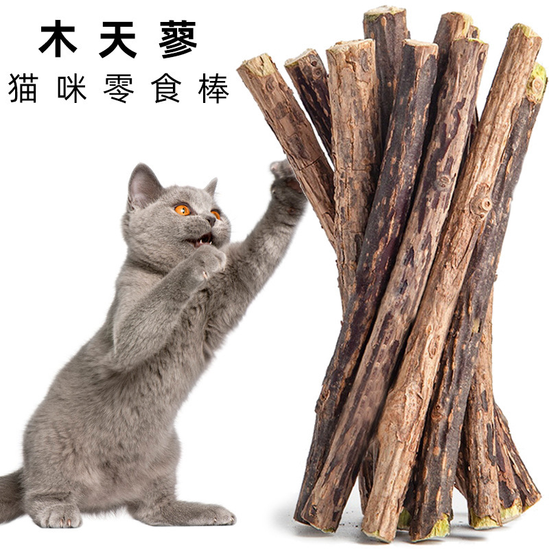 Factory Direct Sales Cat Wood Polygonum Molar Stick to Amuse Cats, Chewing and Cleaning Mint Molar Cat Snacks, Natural Wood Polygonum