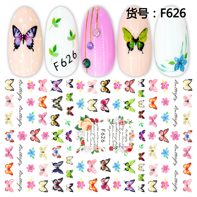 Nuevos productos de primavera de color mariposa pegatinas de manicuras de comercio electrónico transfronterizo pegatinas de manicuras mariposa WG1300-1311