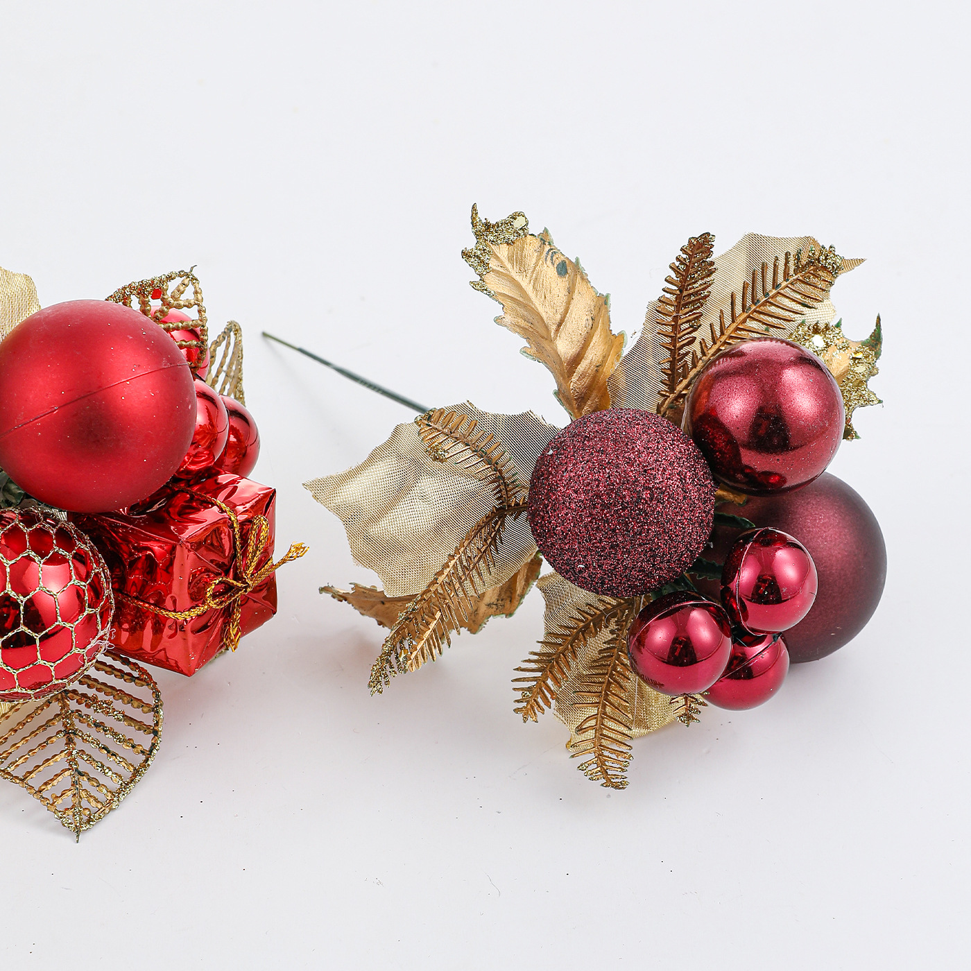 Navidad transfronteriza fruta roja fruta dorada hojas de fruta dorada árbol de Navidad guirnaldas de caña decoración ornamentos de flores suministros de atmósfera