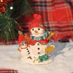 クロスボーダー金属七宝焼手工芸品祝日プレゼントクリスマス雪だるまエナメル小さな置物ホーム装飾