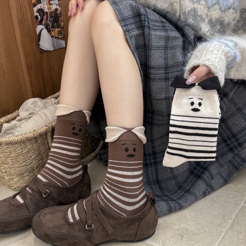 Cute ruffled-ear socks, striped cartoon socks, trendy mid-calf socks, versatile for any outfit Cute ruffled-ear socks, striped cartoon socks, trendy mid-calf socks, versatile for any outfit