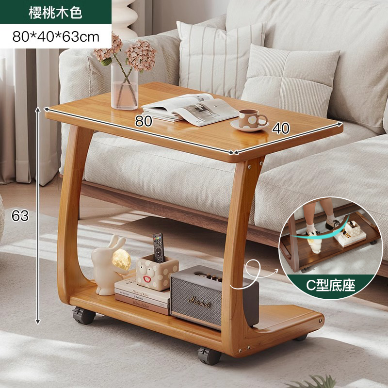 Mesa de cabecera de madera sólida dormitorio doméstico pequeño estante de cama ultra estrecho creativo de hendidura móvil gabinete pequeño carro