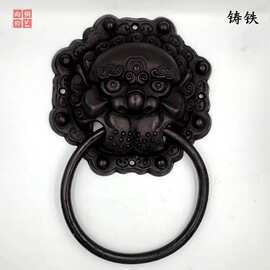 中式仿古纯黄铜铁门环拉手铸铁兽头狮头虎头大门拉手木门庭院把手