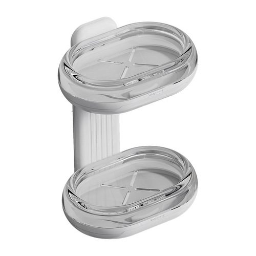 Soap box wall-mounted drain household high-end bathroom bathroom wall soap box punch-free double-layer storage rack