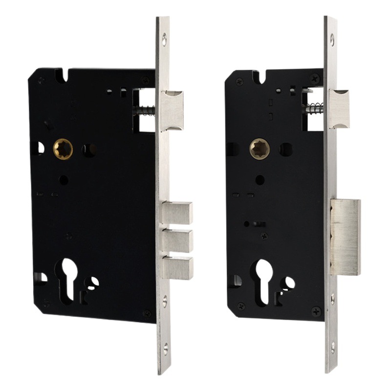 Lelang venta al por mayor independientemente del cuerpo de la cerradura ignífugo izquierdo y derecho Estándar europeo 85 agujero distancia cobre doble lengüeta cerradura cuerpo cerradura mecánica