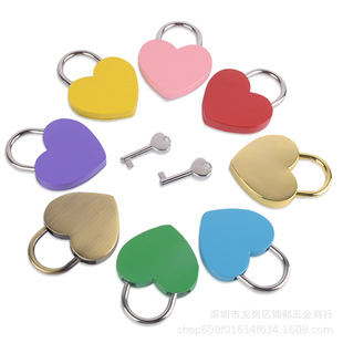 Spot Lock Factory Direct Sales 45*58*8mm Electroplated Color Couple Heart Lock Travel Attractions Luggage Accessories