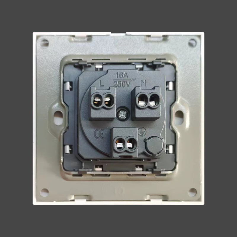 PC glass stainless steel type 86 concealed installation one Israeli plug 3 three-hole 16A European German standard EU power socket