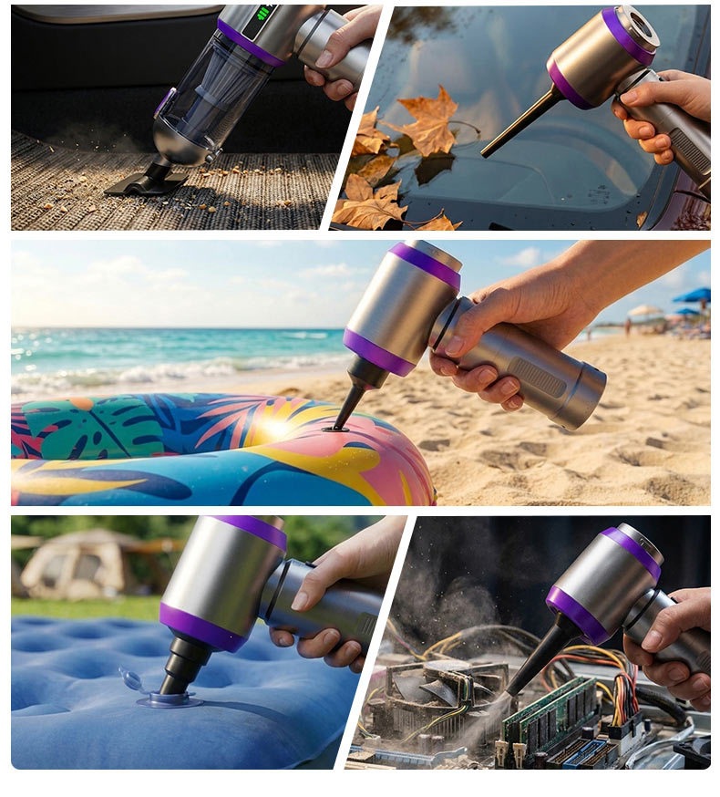Cross-Border Car Vacuum Cleaner with Super Strong Suction, Mini Handheld Vacuum for Car and Home, Fast Charging, Small Wireless Flashlight