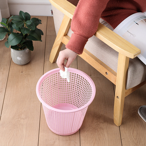 Simple Home Hollow Plastic Waste Bin without Pressure Ring Paper Basket Minimalist Kitchen Bathroom Storage Bin