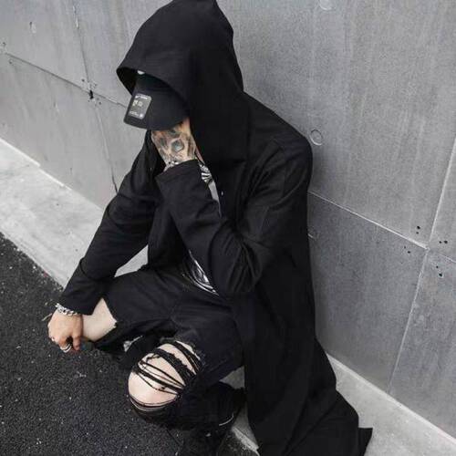 Long coat for boys in autumn and spring, trendy trench coat, unisex long coat, versatile robe, outerwear for boys, Korean style, hip-hop style trench coat