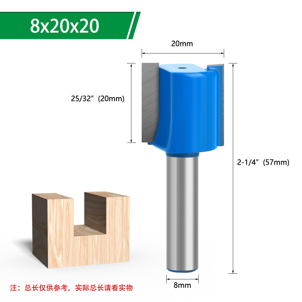 Juego de brocas rectas para fresadora de 8 mm, 9 piezas, broca recta para ranurado de madera azul claro, broca recta de doble filo, cortador de ranurado, cortador de fresado para madera