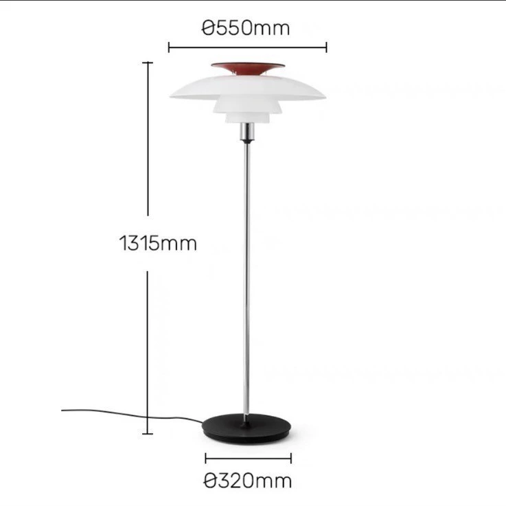 Настольная/напольная лампа Floor lamp (Luo Jiabai) скандинавский дизайн, светлая роскошь, слоистая абажурная часть, вариант напольного или настольного размещения