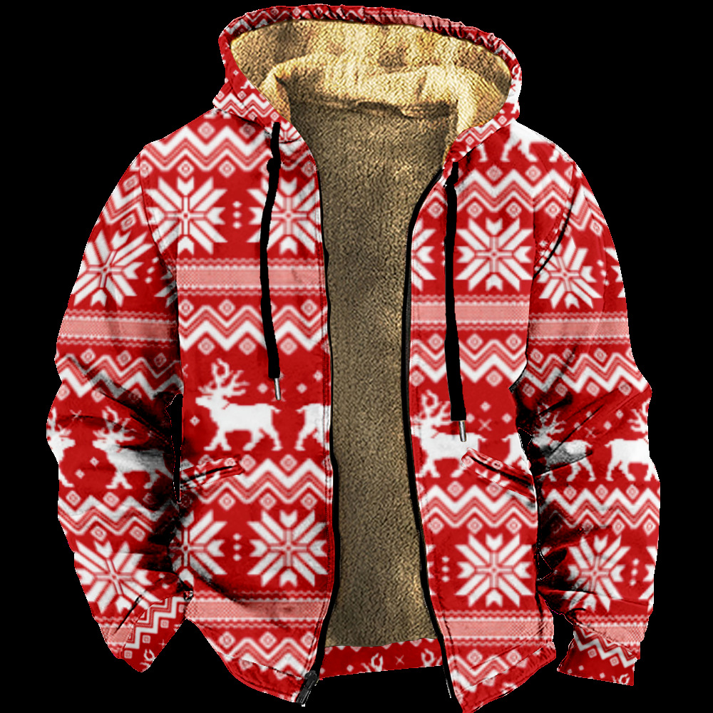 Ropa de invierno engrosada con forro polar transfronterizo Forro de doble capa de Santa Claus Chaqueta acolchada de algodón de terciopelo grueso Cremallera Bolsa de excavación Chaqueta acolchada de algodón cálido