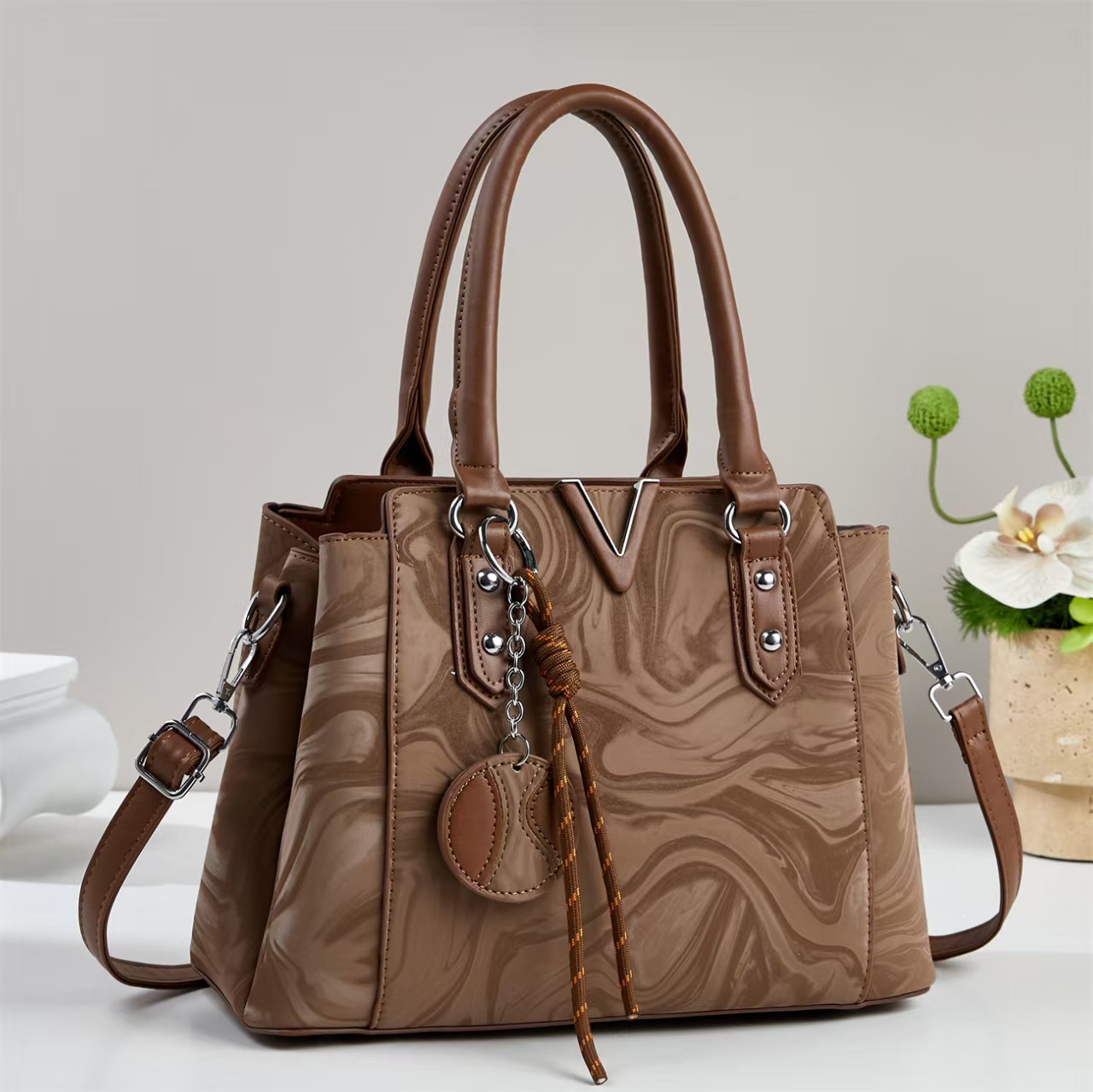 Bolso de mano casual en forma de V bolso de moda simple bolso de mujer bolso de hombro casual de todos los días bolso de mano
