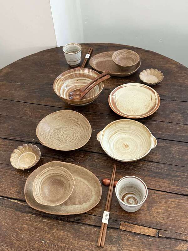 Man Shenghuo Boss's Wife Jingdezhen Rustic Style Coarse Pottery Two-Person Dining Set Bowl Plate Cup Saucer Home Restaurant Use