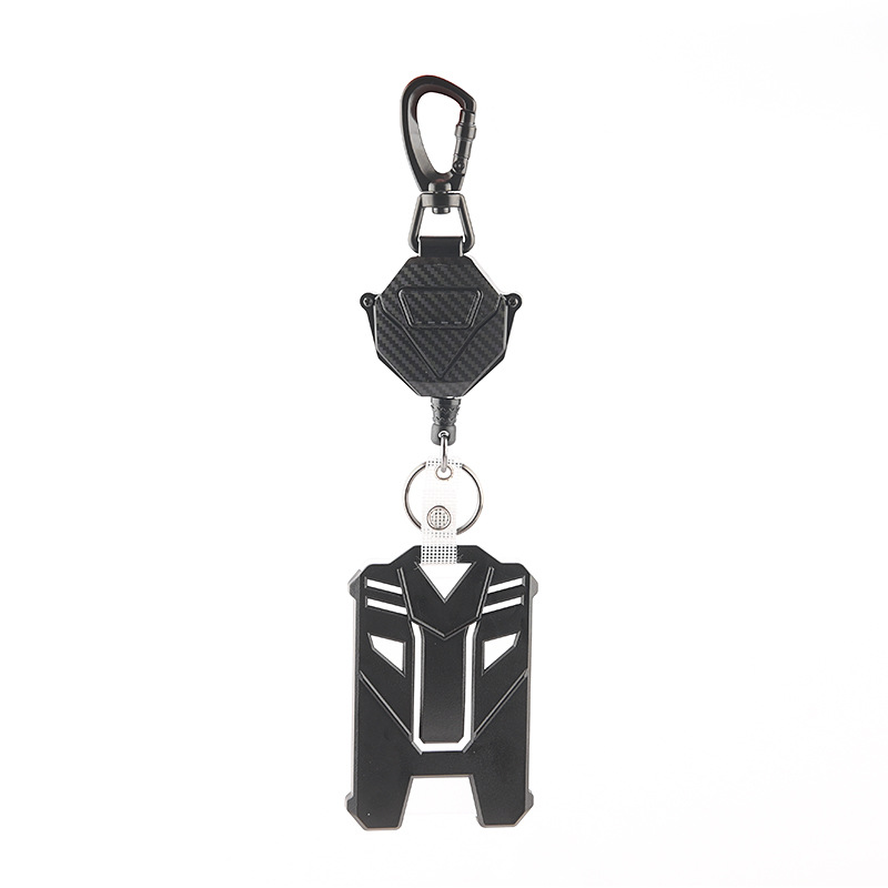 Funda para tarjetas de identificación al aire libre Funda para tarjetas de etiqueta de trabajo para PC Llavero de identificación retráctil Hebilla fácil de tirar Cuerda de alambre anti-pérdida