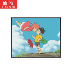 波妞与宗介动漫钻石画手工绷框钻石画满钻圆钻砖石画批发