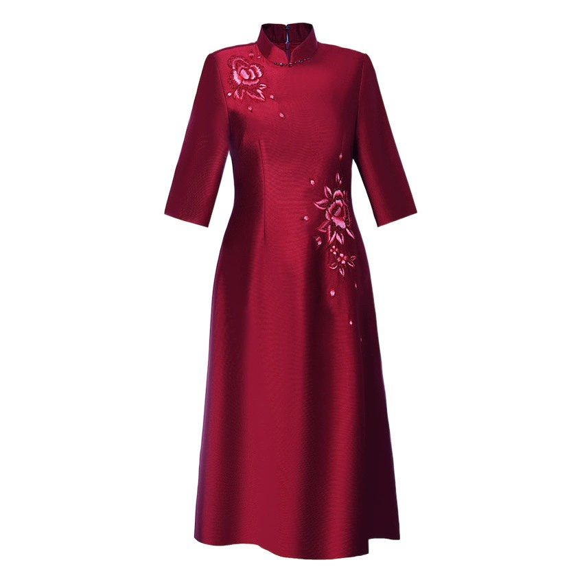 Мама средних лет осеннее темпераментное платье свадебное платье свекрови свадебное платье среднего и пожилого женского платья свадебное платье cheongsam юбка