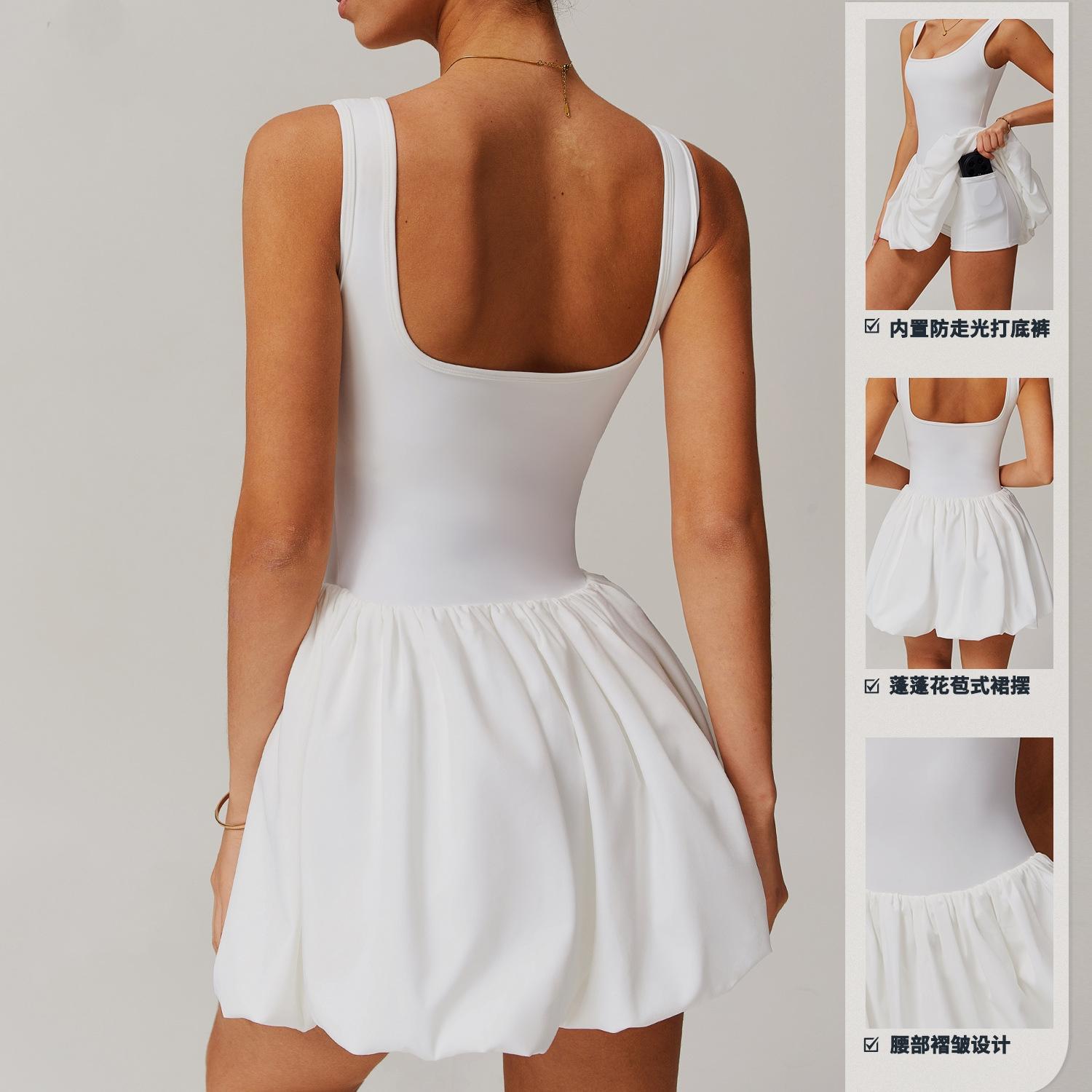 Naked Fake Two-piece Sports dress Women's Anti-walking Base Outdoor Running Fitness Tennis Skirt Pocket Baseball Skirt