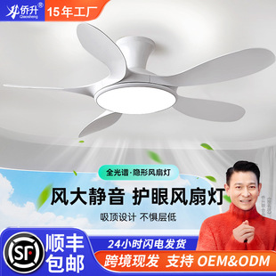 Fan Lamp Living Room Hall Main Light Restaurant Home Ceiling Fan Lamp Silent Guangdong Zhongshan Lamp Fan Chandelier