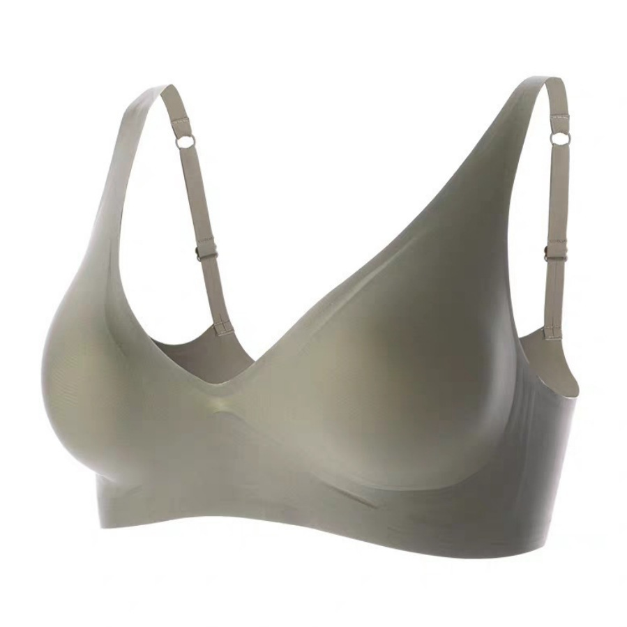 Negro tecnología Seamless jelly ropa interior de látex las mujeres pequeño pecho profundo V push up soporte superior sujetador inalámbrico sueño