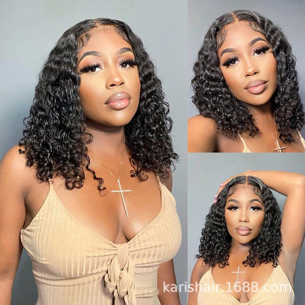 Onda de agua Bob pelucas Peluca de encaje real cubierta de pelo rizado pelucas de cabello humano