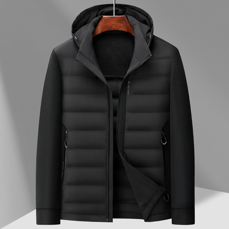 Junhao Gold Shield New Light Down Jacket Men's Hooded Fashion Casual Light Autumn and Winter Thin White Duck Down Jacket
