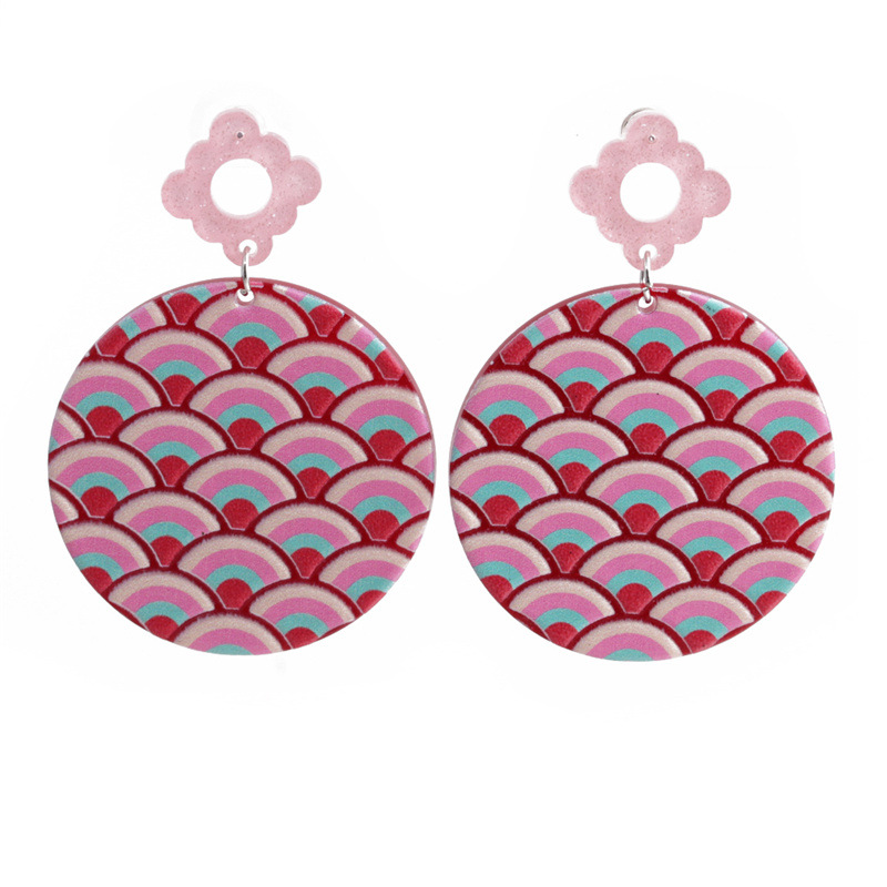 Cruz frontera pájaro flor Acrílico pendientes verano lindo Corea del Sur pendientes coloridos pendientes para las mujeres