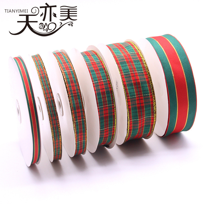 1.0 1.5 2.5 4.0cm Cinta a rayas de Phnom Penh Decoración navideña Cinta a cuadros roja y verde Cinta de Phnom Penh