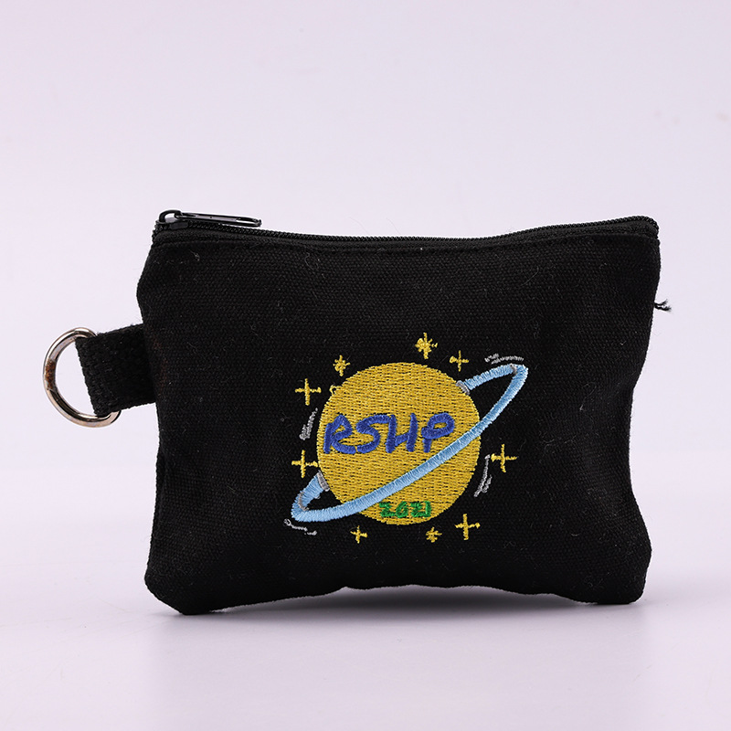 创意便携卡通拉链帆布袋随身手拿零钱包棉布化妆品口罩收纳袋批发