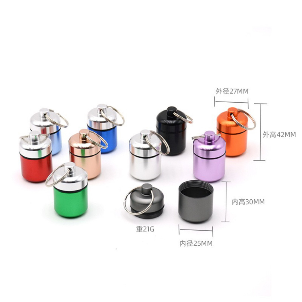 in stock supply chunky aluminum alloy earplugs aluminum bottles jewelry storage box with key ring metal storage cans