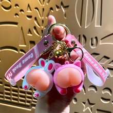 新款创意QQ弹屁屁钥匙扣书包挂件可爱汽车钥匙链挂饰精品情侣礼品