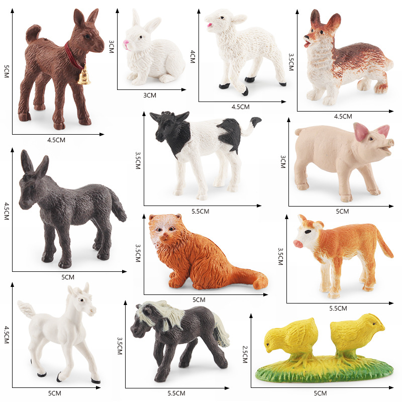 Simulación de granja aves modelo animal gato perro cerdo cabra burro caballo pollo granja cachorro escena estática decoración juguete