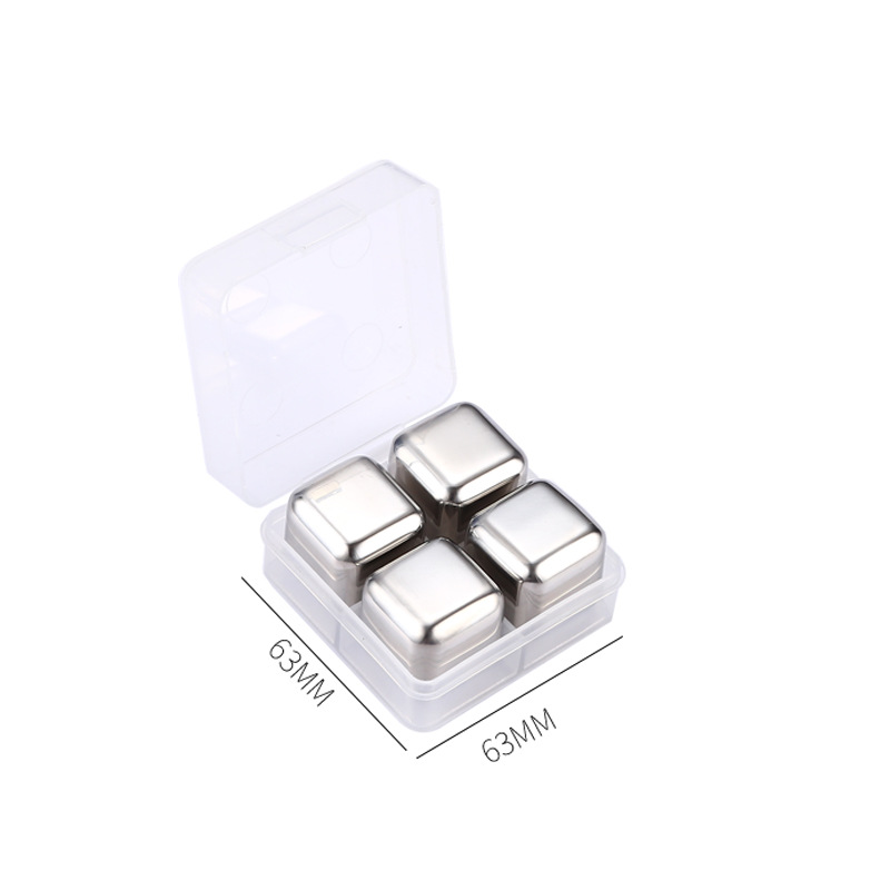 304 cubo de hielo de acero inoxidable whisky partículas de hielo de metal cubo de hielo congelado rápido vino creativo conjunto de piedra de vino de hielo se puede personalizar LOGO